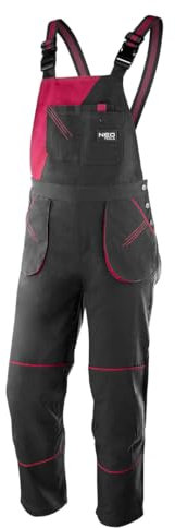 NEO TOOLS Pantalones de trabajo para mujer, talla S-XXL, tejido de algodón, tirantes elásticos, bolsillos, ISO 13688:2014