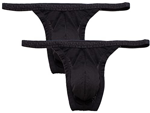 Summer Code Hombre Tanga G-String Bikini Calzoncillos de Micro Malla Tanga Slip Ropa Interior Masculino, Pack de 2 Negro A, XL