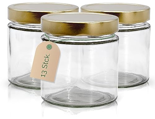 Apoidea – Marmeladengläser 500g mit Twist off Deckel in Gold 13 Stück