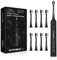 Sonic Toothbrush for Adults-Rechargeable 240 Days Battery Life with 2500mAh,8 Brush Heads,3 Modes 2-Minute Timer,IPX7 Waterproof Battery Toothbrush,Gift for Family,Black