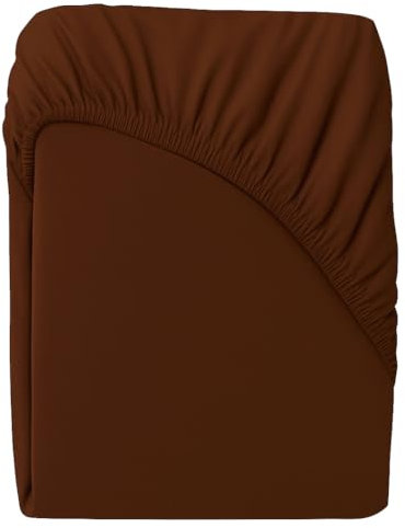 Spannbettlaken 180x200 cm Dunkelbraun – Jersey, 100% Baumwolle, Gummizug – Bettlaken für Matratzen bis 30 cm Höhe, atmungsaktiv, weich & pflegeleicht