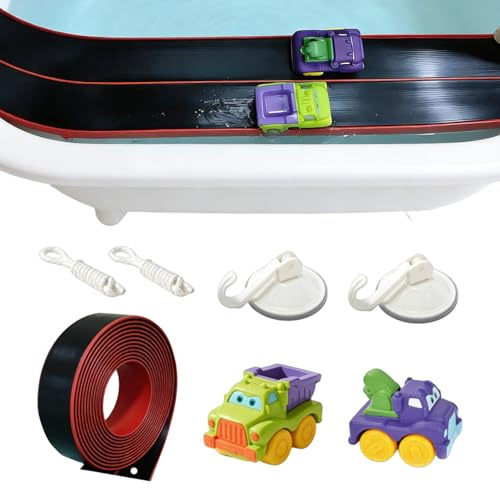 shpuuyy Circuit De Course De | Jeu de Ventouses Flexible et Amusant - Jouets de Bain Véhicules | pour Fêtes Anniversaire Maison Salon Halloween Pâques Piscine Intérieur Extérieur Salle de