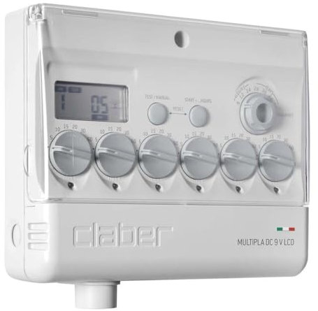 Claber 8060 Multipla® DC 9 V con Display LCD, Programmatore elettronico a 6