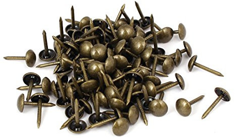 sourcing map Clou Tapissier 7mm x 14mm Rond Tête Ameublement Clou Bronzé 100pcs