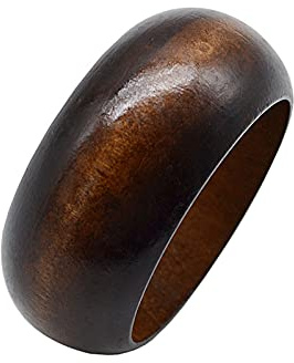 COLORFUL BLING Natural Wooden Chunky Wide Bangle Handmade Ethnic Carved Flower Statement Wrap Bracelet Wristband Women Vintage Wood Jewelry-polish chunky