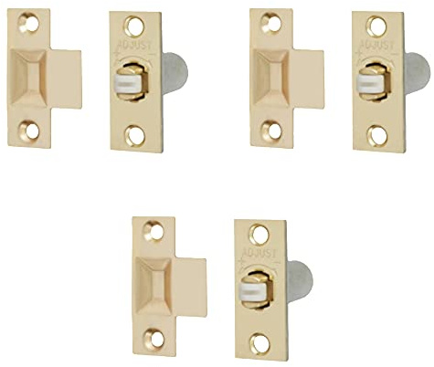 Adjustable Roller Catch Spring Loaded Latch Lock for Internal Doors | Brass Plated | Pack of 3
