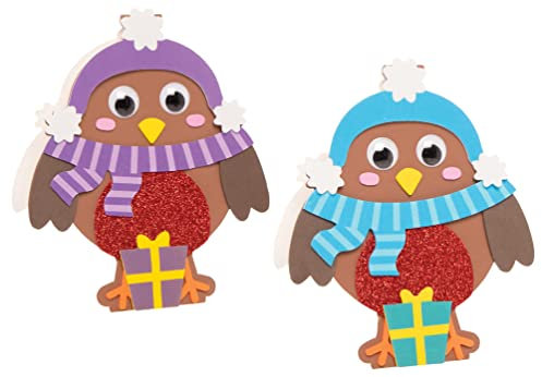 Baker Ross FE874 Weihnachtskarten-Kits mit Rotkehlchen-Motiv, 6 Stück, Kartenherstellungs-Set für Kinder, zum Selbermachen von Weihnachtskarten, ideal für festliche Kunst- und Bastelprojekte