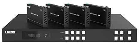 FOURKAY 4x4 HDMI over CAT6 Matrix 4K60 150m, HDBT, Audio Extraction, Scaler
