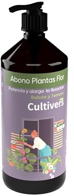 CULTIVERS Abono Orgánico Plantas de Terraza y Balcón 1 L. Fertilizante Plantas con Flor, Potencia y alarga la Floración. Intensifica los Colores