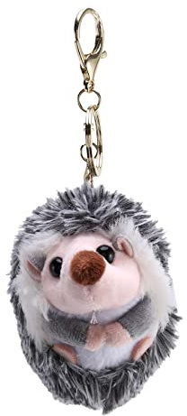Juwaacoo Cute Hedgehog Plush Mobile Phone Pendant Keyring Hedgehog Pompon Ring Pendant Plush Toy Gray Anime Fur Gifts