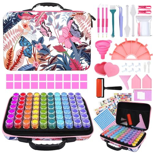 TAVADA Diamond Painting Zubehör Boxen 70 Fächer,Diamond painting aufbewahrungsbox,Diamant Painting Zubehör Box für DIY Diamond Painting Zubehör DIY Kunst Handwerk,Werkzeug Set