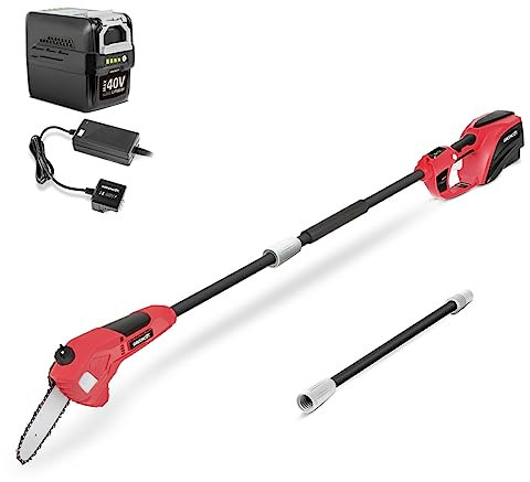 GREENCUT PACK PP400L - Sierras telescópicas para exterior, Barra de 8 Pulgada (20 cm), Velocidad de Cadena 6 m/s, 4,6kg, Autoengrasado, Poste 2.65m, Batería 40V 2Ah y Cargador, Garantía de 3 Años