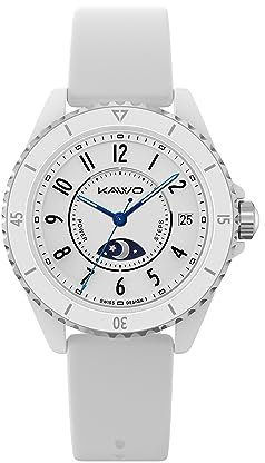 KAVVO Oyster Mini 38mm Bluetooth Smartwatch for Women, 1.1'' Delicate AMOLED Always-On Display, Rotating Bezel, Fitness Tracker with Female Health, Heart Rate Blood Oxygen Monitor(Ceramic White)