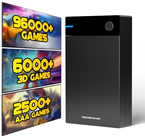 Kinhank 12TB Retro Gaming HDD with 96000+ Classic & 3D Games, USB 3.0, Portable for Win 7/8/10/11
