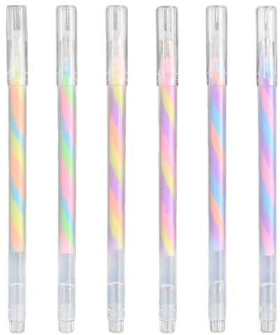 DHSBGWSX 6 bolígrafos con purpurina arcoíris – Frosted Clear Pen – Tinta mágica – Rotuladores de colores