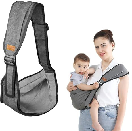 Babytragetuch, Babytrage Seitlich Kindertrage Seitlich Leichte Babytrage Neugeborene ab Geburt Multifunktionale Tragegurt Baby für Babys von 0 bis 36 (grau)