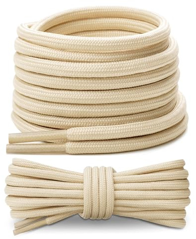 Stepace 2 Pares Cordones Redondos para Botas de Senderismo y Montaña, Trekking Zapatos, Bambas - 19 Colores, 80-180cm, 4.5mm Diámetro Crema 120