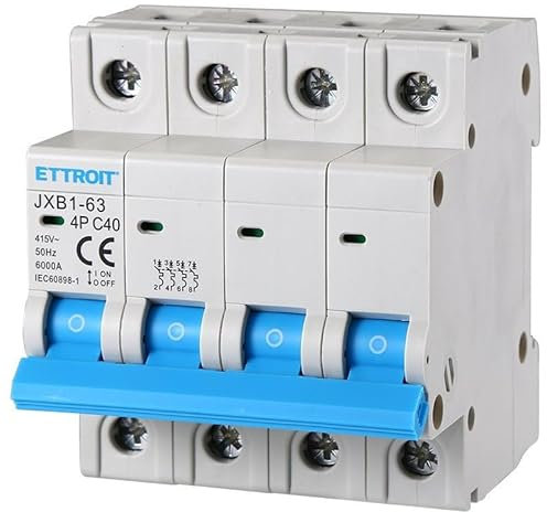 IXTRIMA Interruptor magnetotérmico automático 4P 40A 380V 6kA MCB C40 ocupa 4 módulos DIN