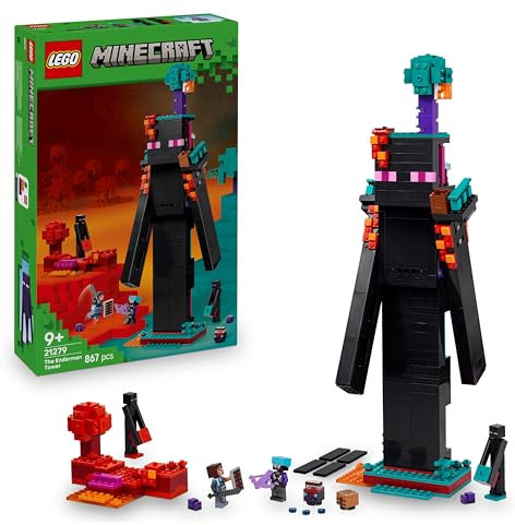 LEGO Minecraft 2in1 Der Enderman-Turm - Modulares Gaming Spielzeug - Lässt Sich in 2 Festungen umbauen - Mit 4 Minifiguren zum Sammeln - Gamer Geschenk für Jungen und Mädchen ab 9 Jahren - 21279