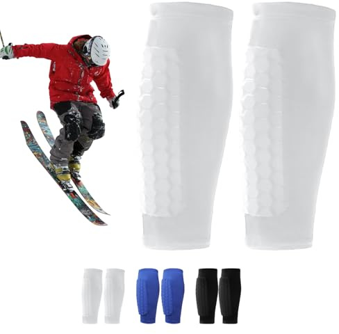 2 PCS de Protège Tibias de Football, XS/S/M/L/XL Football Shin Guards, Manchon de Protection des Mollets Protège Tibias Anti Chocs Professionnels pour Hommes, Femmes, Enfants et JeunesSport (Blanc)
