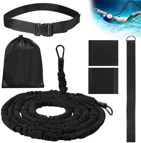 Leerweii Schwimmgürtel Erwachsene, 4-10M Einstellbare Schwimmgurt für Pool Schwimmwiderstand Gürtel Schwimmhilfe Schwimmtrainer Gürtel für Erwachsene Kinder