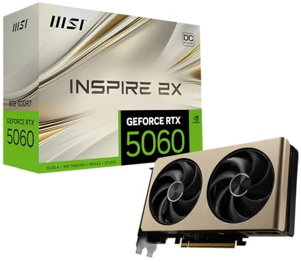 MSI Gaming RTX 5060 8G Inspire 2X OC Graphics Card (8GB GDDR7, TBA-bit, Extreme Performance: TBA MHz, DisplayPort x3 2.1a, HDMI 2.1b, NVIDIA Blackwell Architecture)