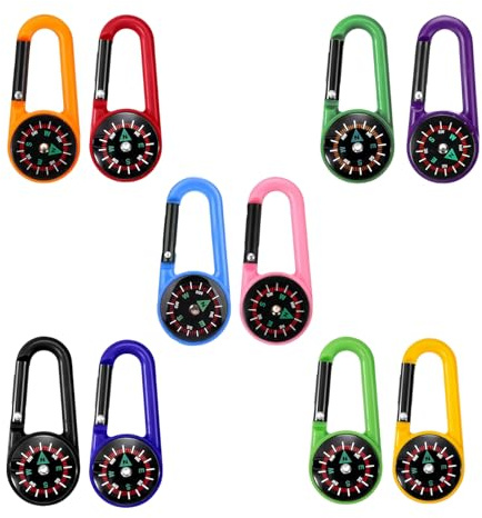 10 Pezzi Moschettoni per Bussola mini bussola colorata con moschettone Bussola Navigazione Multicolore per attività all'aperto, viaggi, escursioni, campeggio