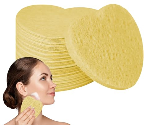 Esponjas de la cara para la limpieza | Esponjas comprimidas en forma de corazón 50 piezas - esponjas de spa cosmética natural, esponjas de cara cardíaca para desmaquillantes, limpieza facial diaria