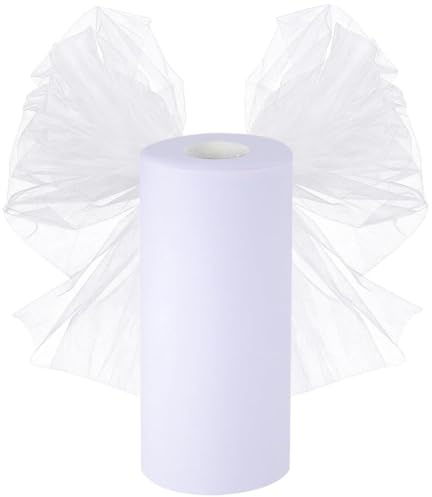 Rotolo di Tulle 30cm x 92,5m, Nastro in Tulle Decorazione per Matrimoni, Tull in Organza per DIY Tutu Gonna, Tabella, Craft, Fiocco, Decorazioni per Feste (Bianco)