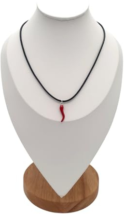 stylen Collana Cornetto Portafortuna Rosso Donna con Cordino Nero Regolabile - Ciondolo Corno Napoletano - Amuleto Scaramantico e Protettivo, Idea Regalo
