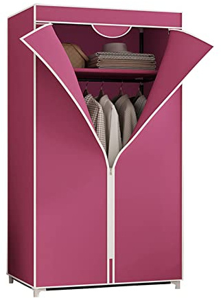 Bärbar tyggarderob med hängande skena och hyllor tygskydd kläder platsbesparande garderobsförvaringslösning – 150 x 55 x 45 cm