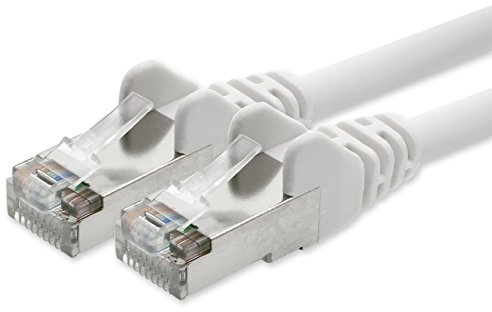 1aTTack.de Netzwerkkabel CAT 5e folien und geflechtgeschirmt SFTP Netzwerk Patch-Kabel mit 2x RJ45 Stecker 2m weiss