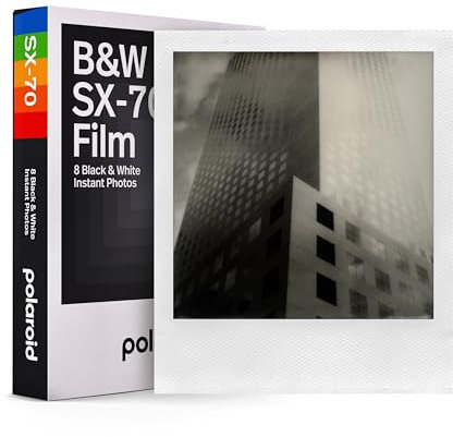 Polaroid 6005 B&W Film for SX-70, Black & White, 8 Films