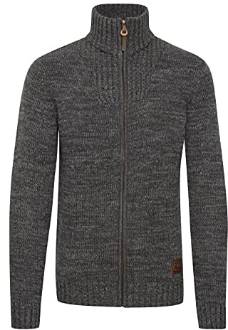 Solid Pomeroy Cardigan Giacca in Maglia Grossa Maglieria da Uomo con Collo Alto in Cotone 100%, Taglia:S, Colore:Dark Grey (2890)
