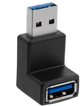 Cmple - 90 Degree USB 3.0 Male to Female Adapter Up Right Angle A Plug to Jack Connector Converter Extender for PC Laptop Hard Drive Keyboard Mouse (USB 3.0 A Male to A Female 90 Degree)