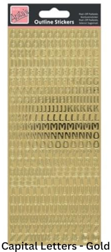 Anita's Capital Letters Outline Stickers – oro, 10,9 x 0,1 x 27,3 cm