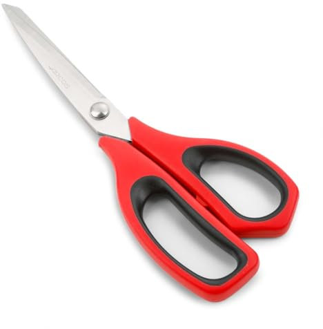 Ciseaux de Cuisine en Acier Inoxydable - Ciseaux pour Viande avec Manche en Polypropylène et Lame de 240 mm - Série Prochef - Noir et Rouge