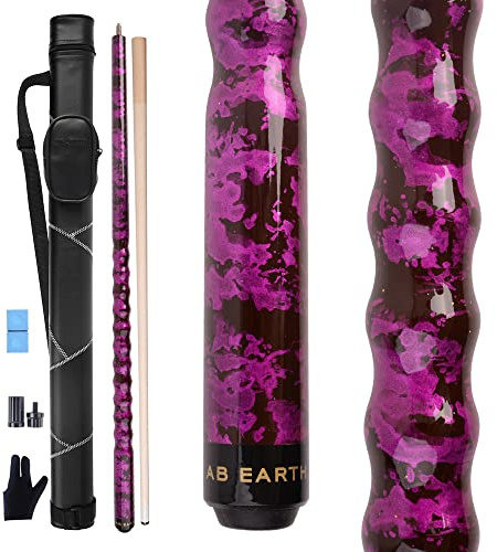 AB Earth Ergonomic Design 13mm Tip 58 Maple Pool Cue Stick Kit with Hard Case (Purple, 19oz)