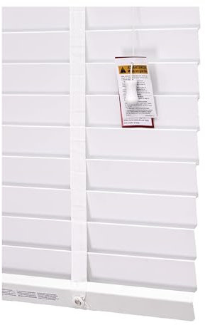 funky gadgets smooth Faux Wood wooden Venetian Blinds ONE With STRINGS and THE OTHER with TAPE 50mm Slats TRIMMABLE (White With Tape, 75cm width x 150cm drop)