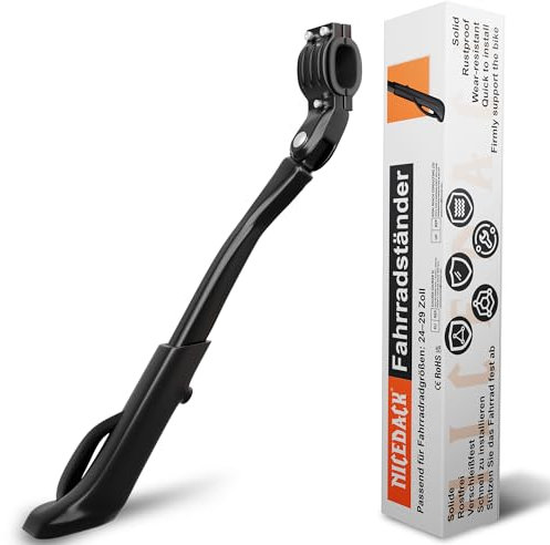 NICEDACK Fahrradständer, Universell Fahrradständer 26-29 Zoll, Aluminiumlegierung Fahrrad Seitenständer, Mountainbike, MTB, ebike, Rennrad Fahrradständer, Hinterbauständer für 26 - 29 Fahrrad