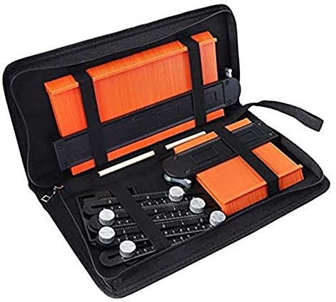 Conjunto de indicador de contorno de 5 pulgadas / 10 pulgadas con regla de 6 plegables Forma de bloqueo de metal Forma Duplicador laminado laminado Azulejos Plantilla Calibrador de perfil para decorac