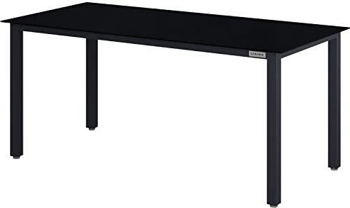 Casaria® Aluminium Gartentisch 8 Personen 190x 90x 75 cm Höhenverstellbar 5 mm Sicherheitsglas Wetterfest Garten Terrasse Balkon Esstisch Grau Schwarz