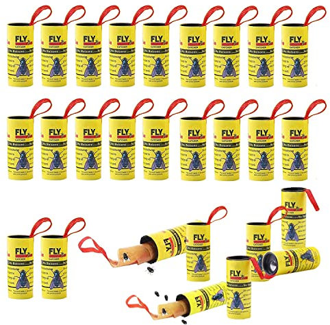 Fliegenfänger Rollen,Fliegenfallen,Fliegenklebeband gegen Insekten wie Fliegen, Mücken und Motten,Umweltfreundlich für Innen und Außen 32 Stück