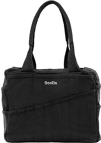 Soolla Studio Bag: Pottery Tool Bag, Art Supply Storage, Knitting Yarn Organizer, Crochet Projects, & Washable Craft Tote, 30 Pockets, 25+ Canvas Colors, Student Artist Gift (Blackout)
