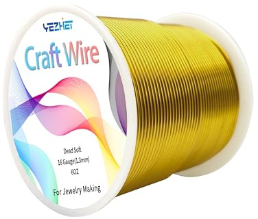 16Gauge Yellow Aluminum Wire, 155Ft Jewelry Wire for Metal Wrap, Jewelry Making, Crafts, Home Decor, DIY Art by YEZHET