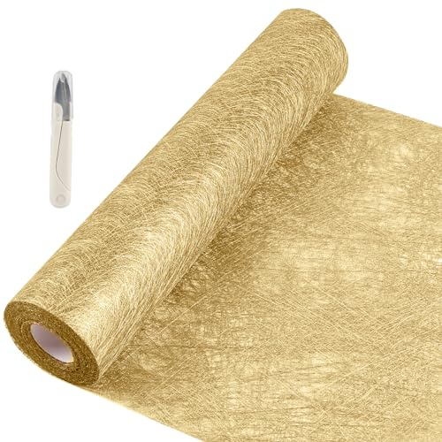 SWAWIS Runner Tavola in Tessuto Non Runner da Tavolo 30cmx20M Oro Runner Tavola Moderno per Decorazioni Natalizie, DIY, Confezioni, Feste, Matrimoni, Compleanni