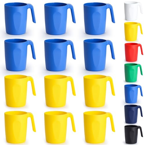 Kyraton Plastmuggsset 12 delar, okrossbar och återanvändbar Lättviktsresemugg Kaffemuggar Espressokoppar Lätt att bära och rengöra Mikrovågsugnssäker, Diskmaskinssäker