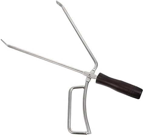 SEWOART 1stk Kohlezange Kohleklemme Gerade Zange Feuerklemme Grillzange Aus Edelstahl Griffzange Aus Massiver Buche Kaminholzzange Greifzange Entenschnabel Rostfreier Stahl Handhaben