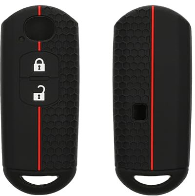 kwmobile Autoschlüssel Schutzhülle kompatibel mit Mazda 2-Tasten Keyless Go Autoschlüssel Hülle - Schlüsselhülle aus Silikon - in Schwarz Rot
