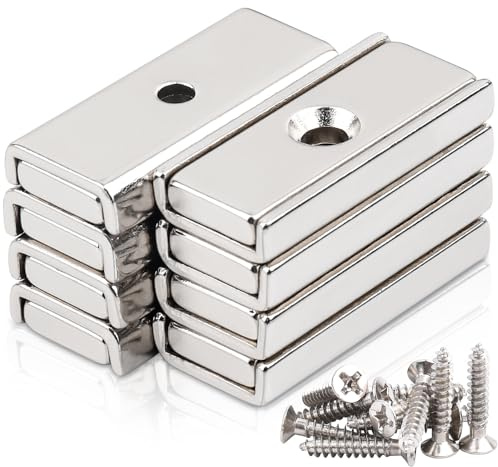 Magneti al Neodimio Extra Forti Grandi, Magneti Forti con Foro da 30x13,5x5mm, 8 Pezzi di Magneti al Neodimio Extra Forti con Apertura, Magneti Potenti per Viti da Avvitare, Magneti a Vaschetta per